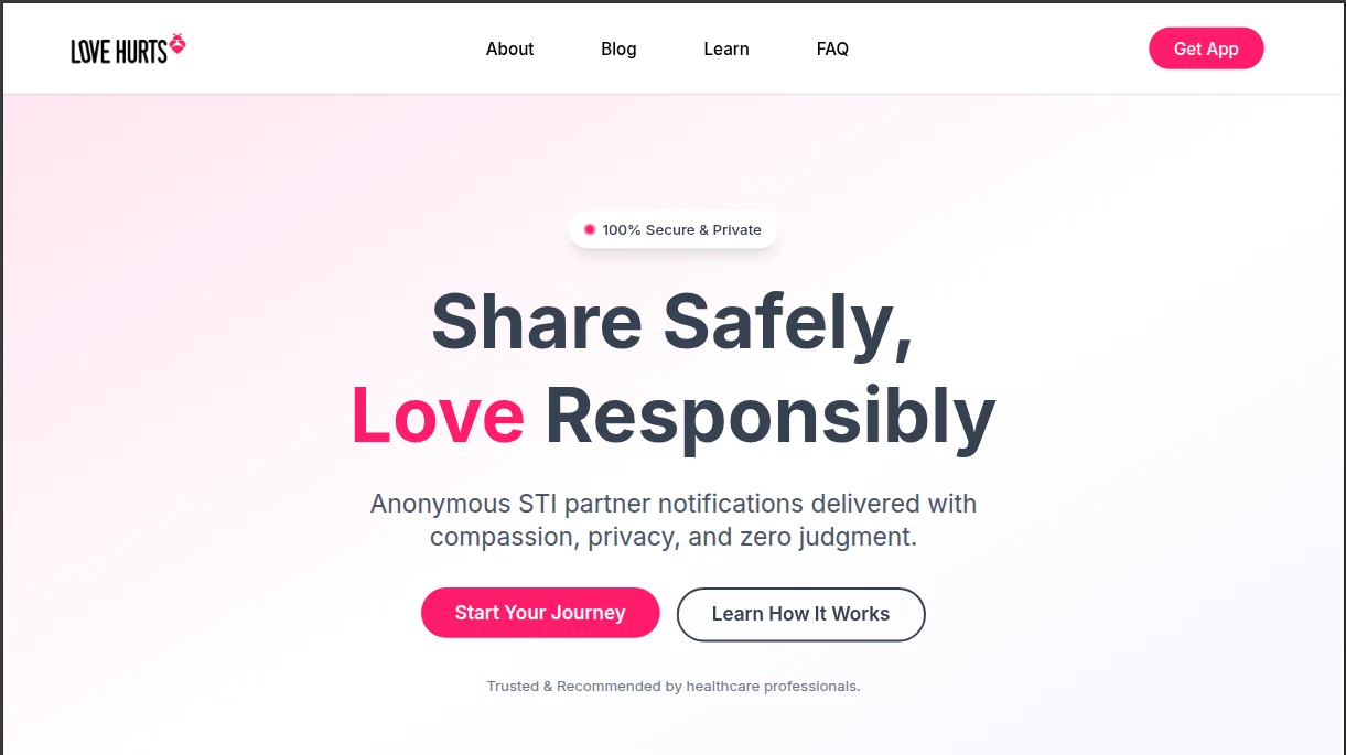 The LoveHurts health platform home page
