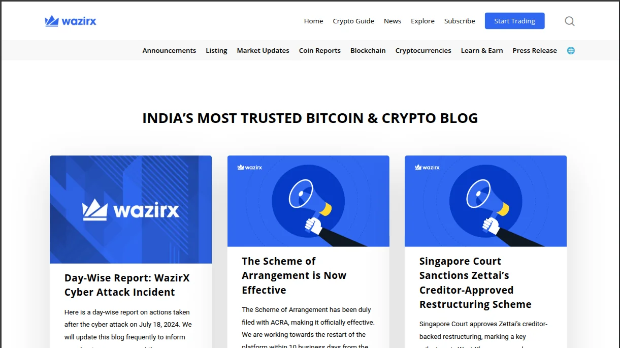 The WazirX Research content platform